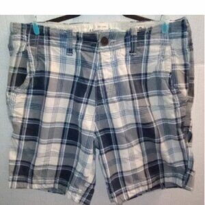 Abercrombie & Fitch Plaid Cargo Shorts Men's Size 32 Blue/White